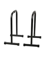 HolaHatha Dip Station Bar with Adjustable Foot and Non Slip Foot Covers, Black