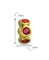 Bling Jewelry Red Imitation Ruby Cz Red Spacer Charm Bead Gold .925Sterling Silver