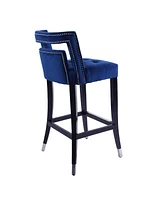 Slickblue Suede Velvet Barstools with Nailheads 2-Piece Set, Elegant Living Room Chairs