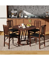 Gymax Folding Dining Chairs Set of 4 /Padded Seat Rubber Wood Frame for Dining Room