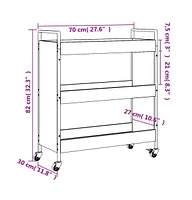 vidaXL Kitchen Trolley Black 27.6"x11.8"x32.3" Engineered Wood