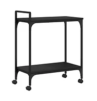 vidaXL Kitchen Trolley Black 23.8"x12.2"x28.5" Engineered Wood