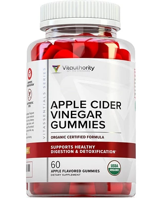 Vitauthority Apple Cider Vinegar Gummies, Usda Organic Acv Gummies for Cleanse and Detox Support and Digestive Health, Apple, Vitauthority, 60ct