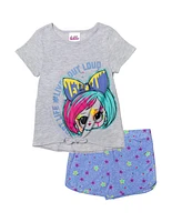 L.o.l. Surprise! Toddler Girls Neon Q.t. Bon T-Shirts Dolphin Active Leggings and Shorts 4 Piece Outfit Set to