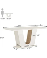 Tribesigns Modern Dining Table for 4-6, 55-Inch Rectangular Kitchen Table with U-Shaped Base, Wood Dinner Table for Kitchen Dining Room Apartment, Cre