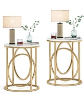 Tribesigns Modern Round End Table Set of 2, 20” Side Table Cocktail Table with Gold O