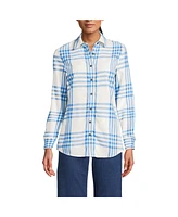 Lands' End Women's Tall Flannel Boyfriend Fit Long Sleeve Shirt