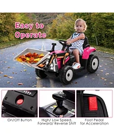 Costway Kids Ride On Excavator Digger 12V Electric Tractor Rc w/ Digging Bucket
