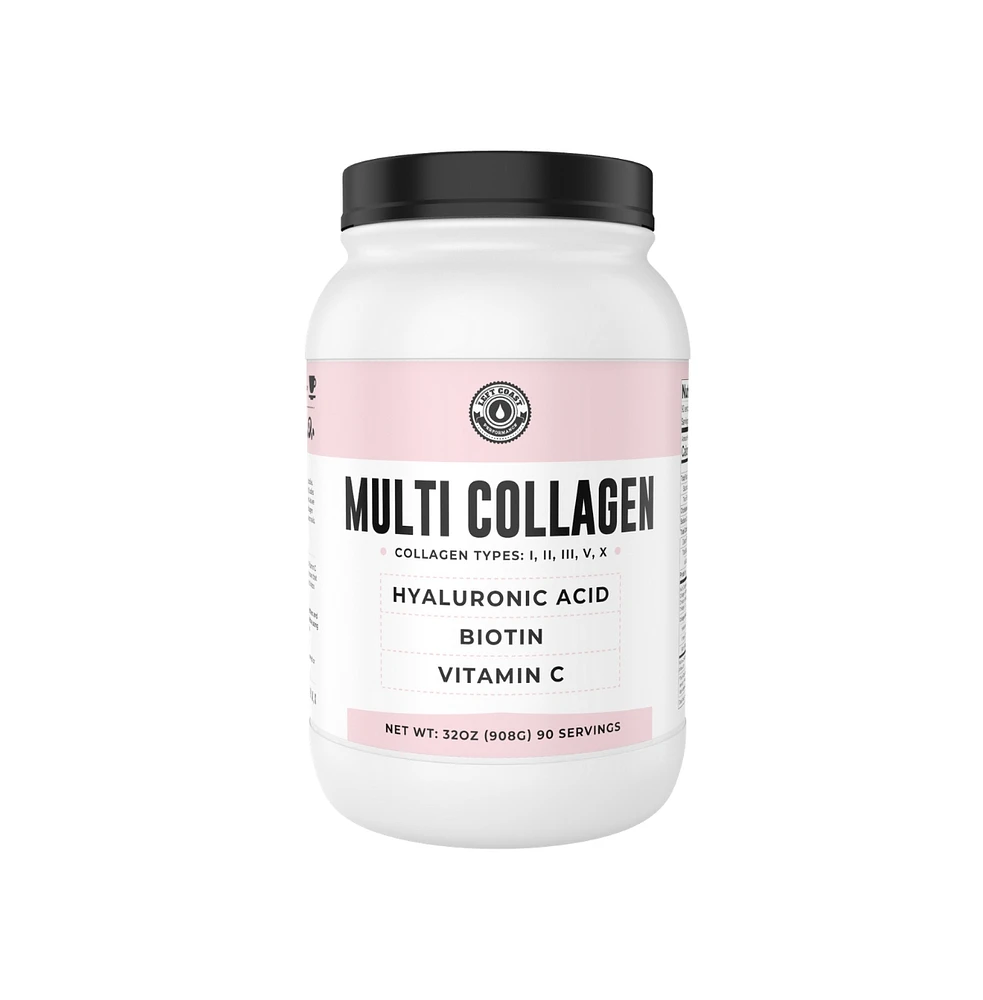 Left Coast Performance Multi Collagen Powder with Biotin, Grass Fed Hydrolized Collagen Supplement, Unflavored, Left Coast Performance, 32oz