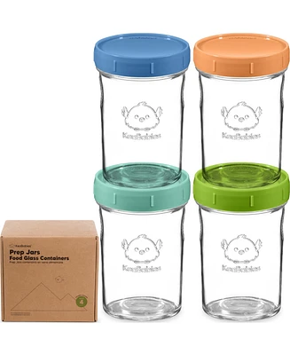 KeaBabies 4pk Prep Baby Food Storage Containers, Leak-Proof, Bpa Free Glass Jars for Feeding