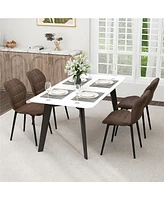 Gymax Dining Chairs Set of 4 w/ Padded Back Metal Legs & 2 Adjustable Foot Pads