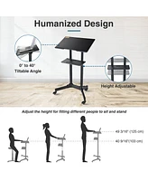 Yescom Portable Rolling Podium Mobile Standing Laptop Desk Presentation Lectern Office