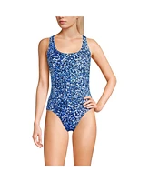 Lands' End Women's D-Cup Chlorine Resistant X-Back High Leg Soft Cup Tugless Sporty One Piece