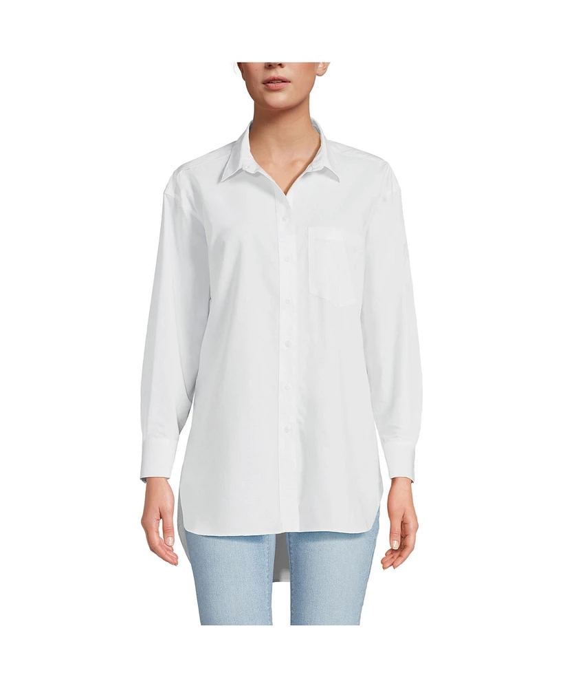 Lands' End Women's No Iron Poplin Extra Long Tunic