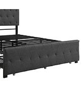 Slickblue Full Size Metal Platform Storage Bed with Large Drawer