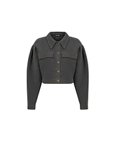 Nocturne Women's Shirt Collar Crop Jacket