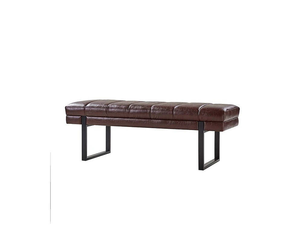 Mid-century Modern Laurens Upholstered Bench with Metal Legs