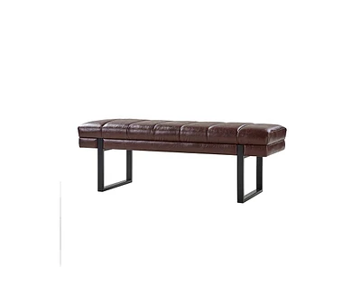 Mid-century Modern Laurens Upholstered Bench with Metal Legs