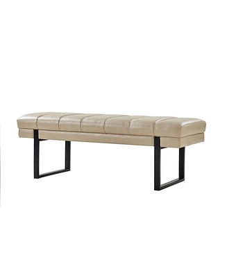 Hulala Home Mid-century Modern Laurens Upholstered Bench with Metal Legs