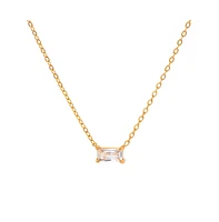 Hollywood Sensation 18K Gold Plated Sterling Silver Necklace with Emerald-Cut Cubic Zirconia Pendant