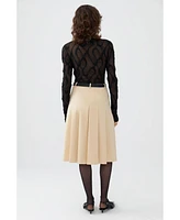 Nocturne Women's Pleated Knee Length Skirt