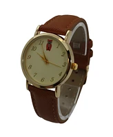 Olivia Pratt Beige Textured Leather Owl Face Women Watch