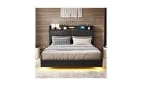 Slickblue Queen Size Floating Bed Frame with Storage Headboard – Modern and Space-Saving Design