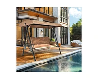 Pamapic Outdoor Metal Patio Swing with Canopy and Cushions