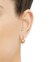 Polished Triple Tube Small Hoop Earrings in 14k Gold, 5/8"