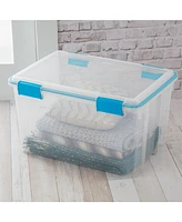 Sterilite 54 Quart Gasket Box, Stackable Storage Bin with Latching Lid, 4 Pack