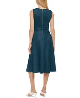 Calvin Klein Women's Faux-Suede Belted Midi Dress