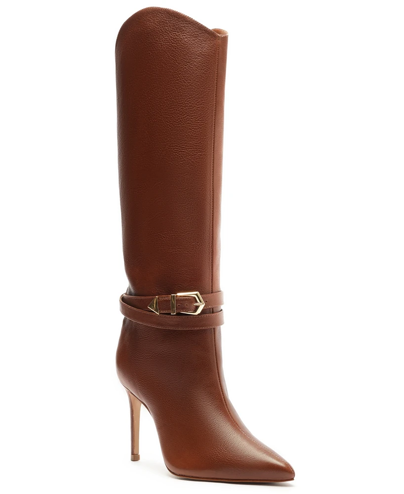 Schutz Women's Maryana Knee High Buckled Stiletto Leather Boots