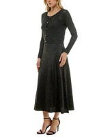 Taylor Women's Metallic Cardigan & Sleeveless Midi Dress Set