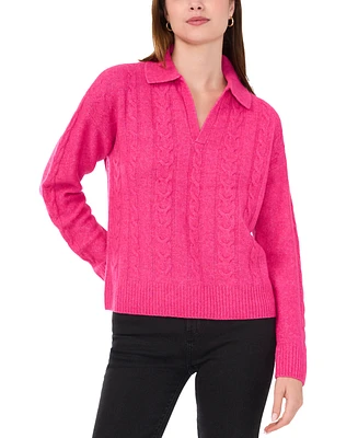 Sam & Jess Women's Collared Cable Knit Sweater