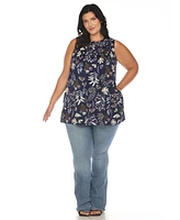White Mark Plus Floral Sleeveless Tunic Top
