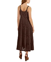 Robbie Bee Women's Lace-Trim Maxi Dress