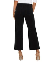 Liverpool Los Angeles Women's Mid-Rise Crop Wide-Leg Corduroy Pants