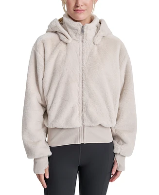 Dkny Sport Women's Faux-Fur Zip-Front Bomber Jacket
