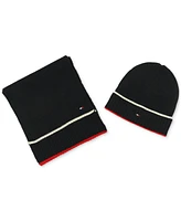 Tommy Hilfiger Men's Split Tipping Flag Logo Scarf & Beanie Set