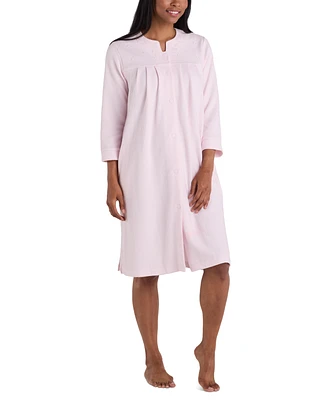 Miss Elaine Plus Size Embroidered Waffle-Knit Grip Robe