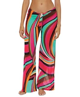 Trina Turk Women's Swoop Print Mesh Tie-Front Cover-Up Pants, Created for Macy's