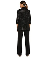 R & M Richards Petite 3-Pc. Sequined Jacket, Top Pants