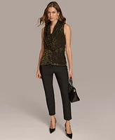 Donna Karan New York Women's Faux Wrap Burnout Velvet Top