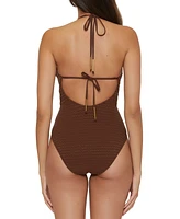 Trina Turk Women's Glimmer Buckle Front One-Piece Swimsuit, Created for Macy's