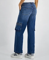 Celebrity Pink Juniors' Mid-Rise Wide-Leg Cargo Jeans