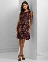 Lauren Ralph Women's Floral Crinkle Georgette Shift Dress