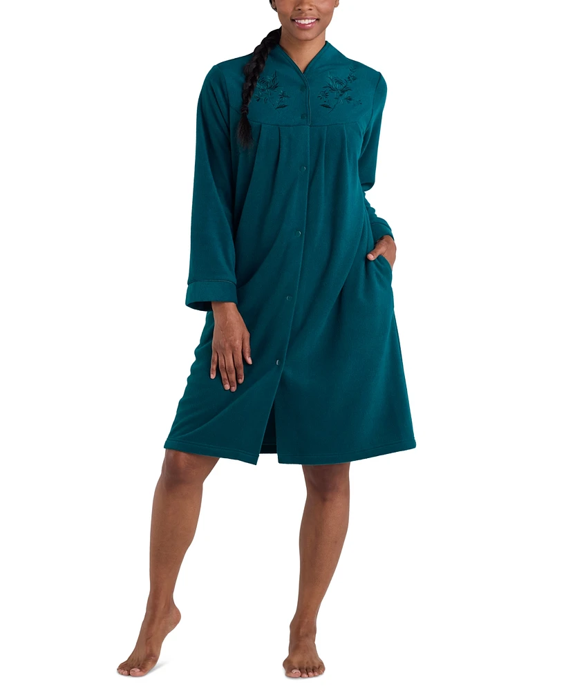 Miss Elaine Women's Embroidered Fleece Short Robe