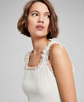 And Now This Women's Lace-Trim Ribbed-Knit Tank Top, Created for Macy's