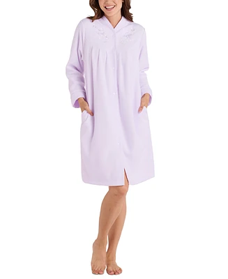 Miss Elaine Plus Embroidered Fleece Short Robe