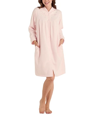 Miss Elaine Plus Embroidered Fleece Short Robe